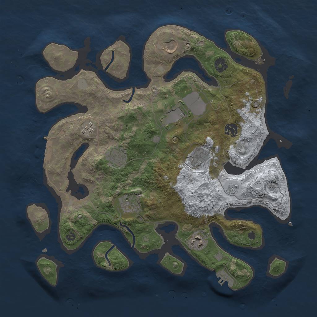 Rust Map: Procedural Map, Size: 3500, Seed: 6453261, 17 Monuments