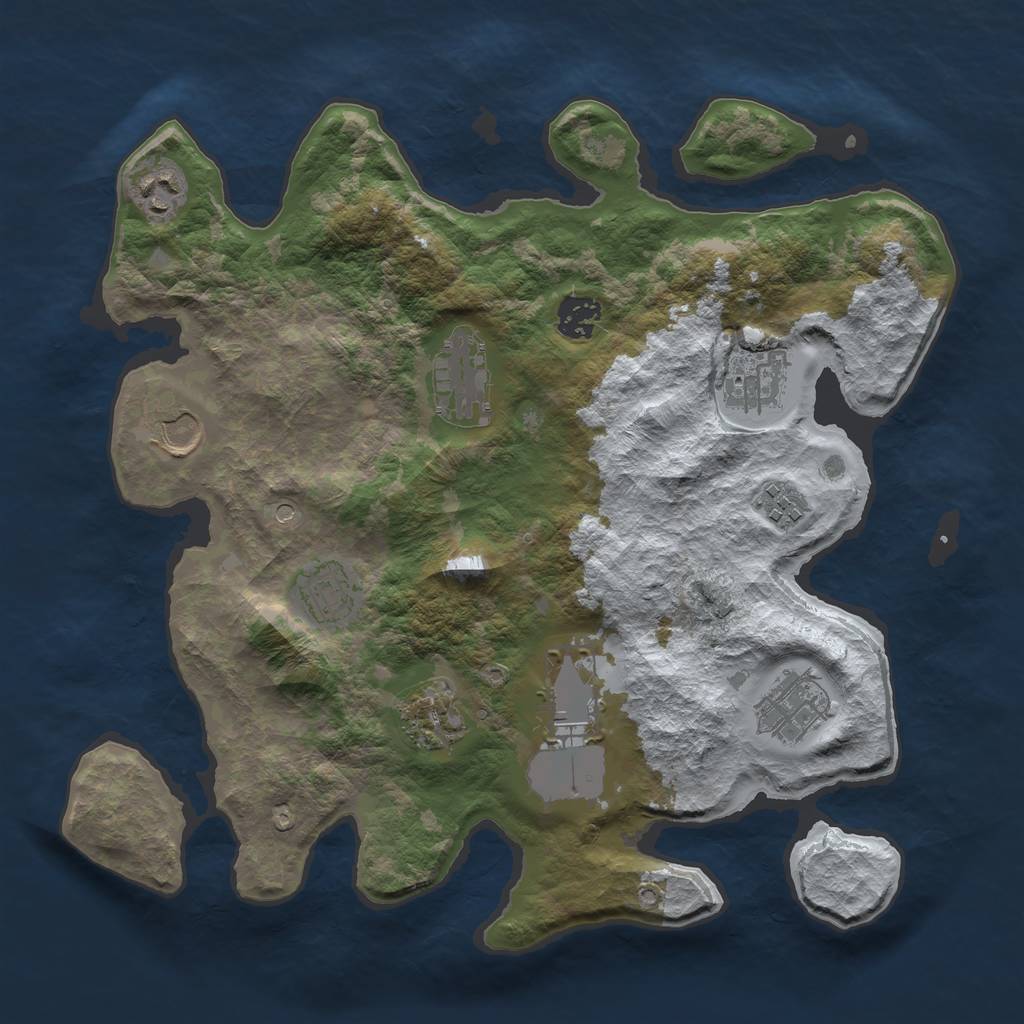 Rust Map: Barren, Size: 3500, Seed: 5058478, 13 Monuments