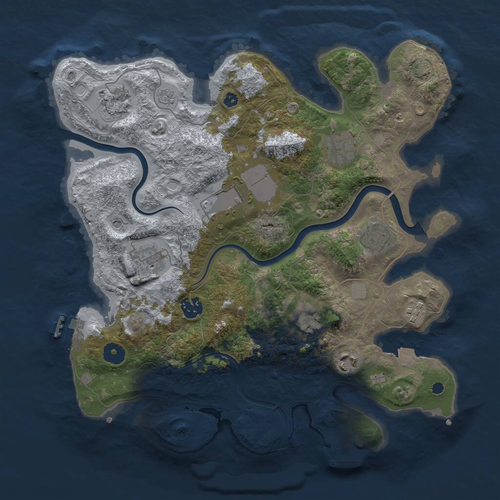 Rust Map: Procedural Map, Size: 3500, Seed: 6145166, 15 Monuments