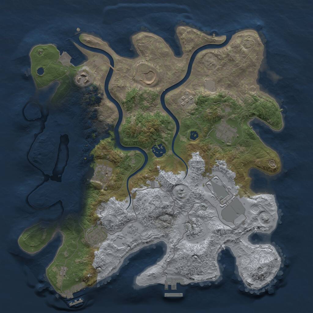 Rust Map: Procedural Map, Size: 3500, Seed: 33037, 15 Monuments