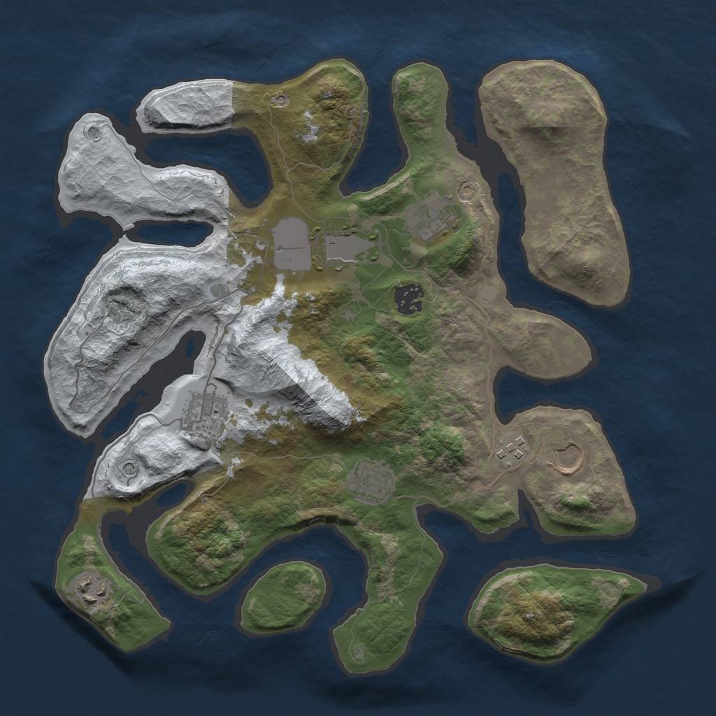 Rust Map: Barren, Size: 3500, Seed: 3961405, 11 Monuments