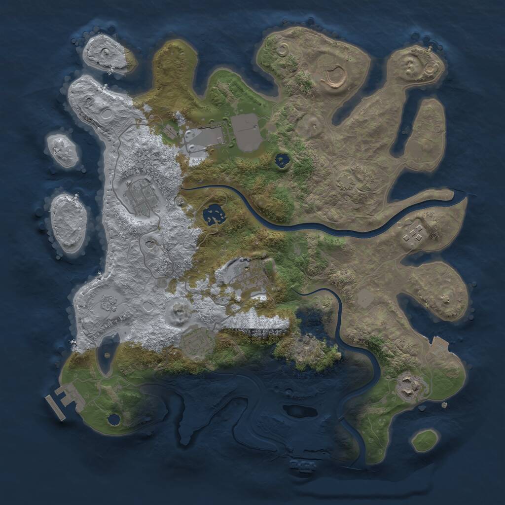 Rust Map: Procedural Map, Size: 3500, Seed: 609467, 14 Monuments