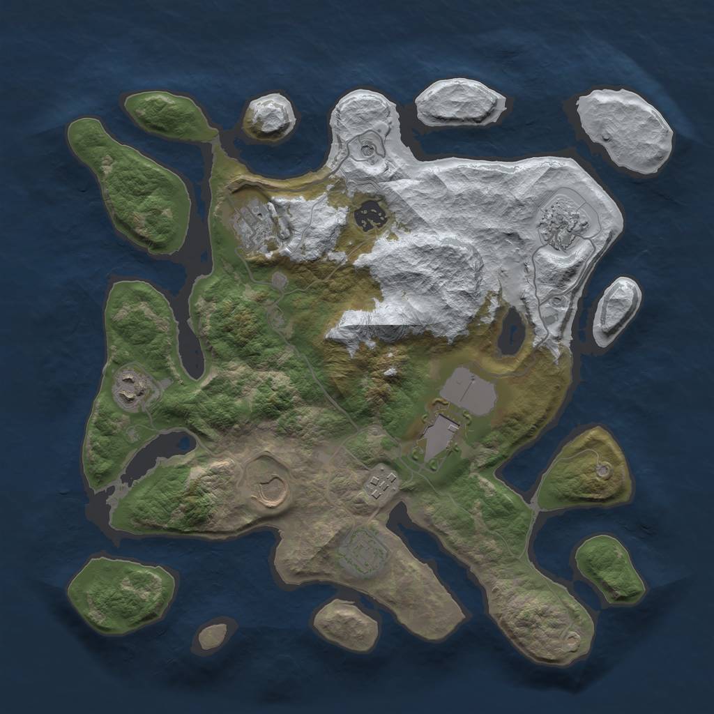 Rust Map: Barren, Size: 3500, Seed: 79791, 11 Monuments