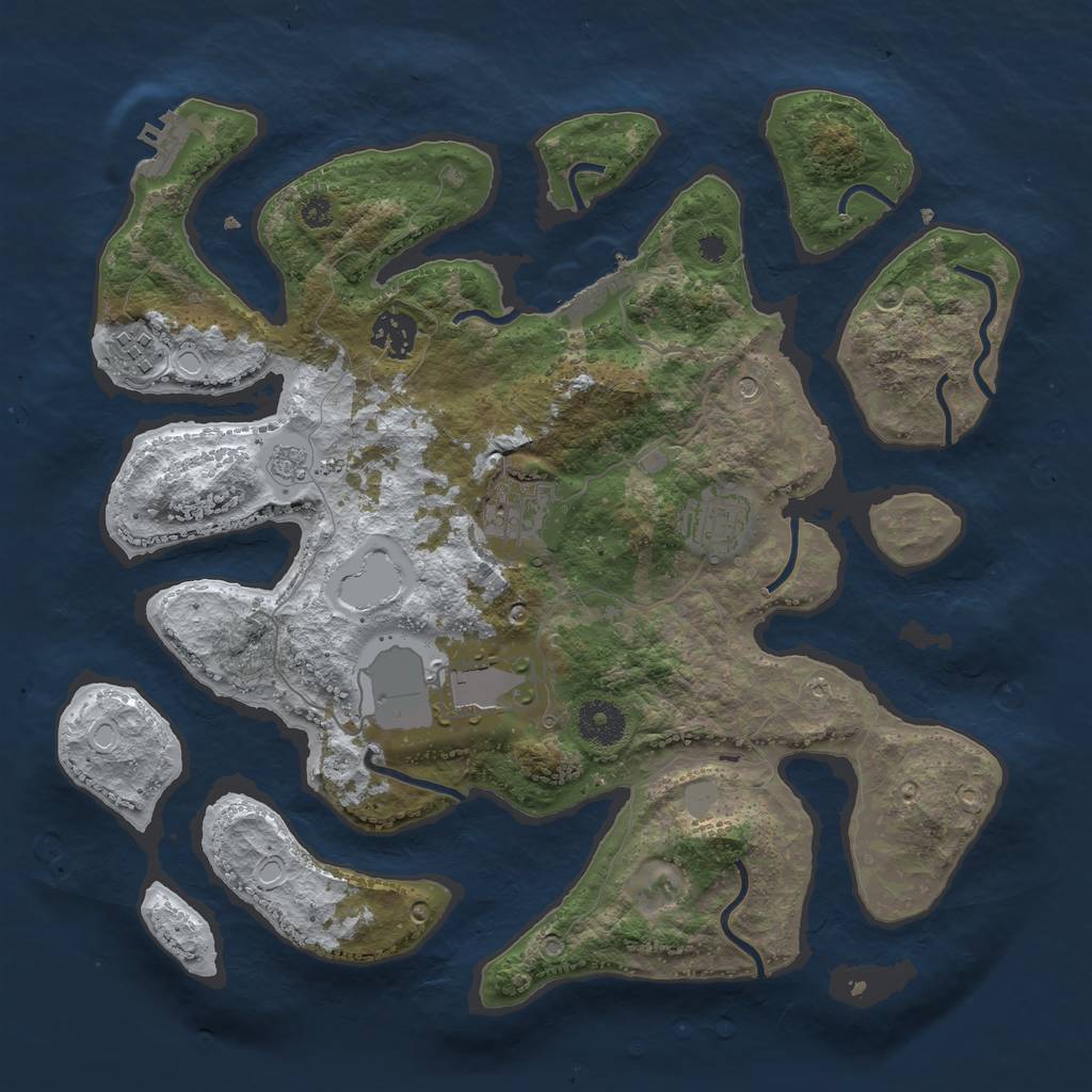 Rust Map: Procedural Map, Size: 3500, Seed: 2391761, 14 Monuments