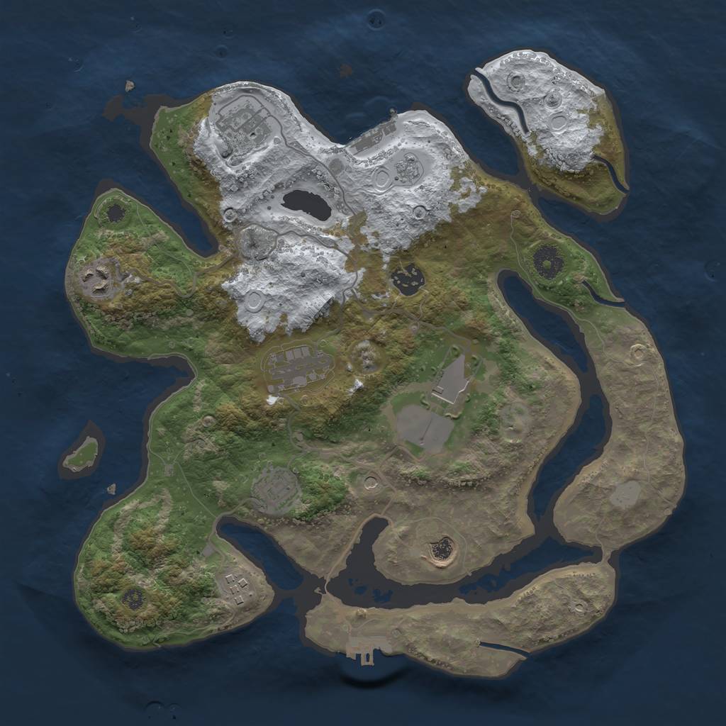 Rust Map: Procedural Map, Size: 3500, Seed: 2240511, 17 Monuments