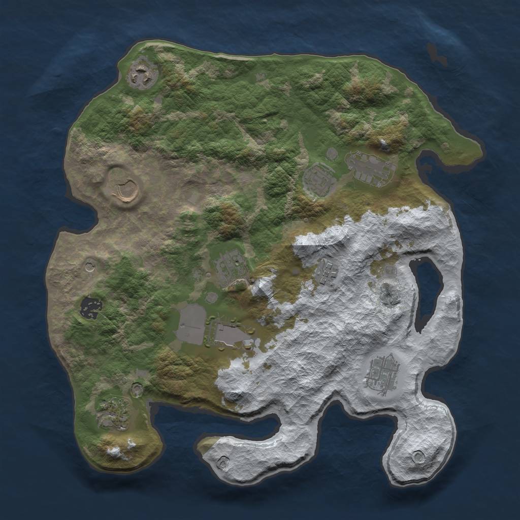 Rust Map: Barren, Size: 3500, Seed: 2530836, 13 Monuments