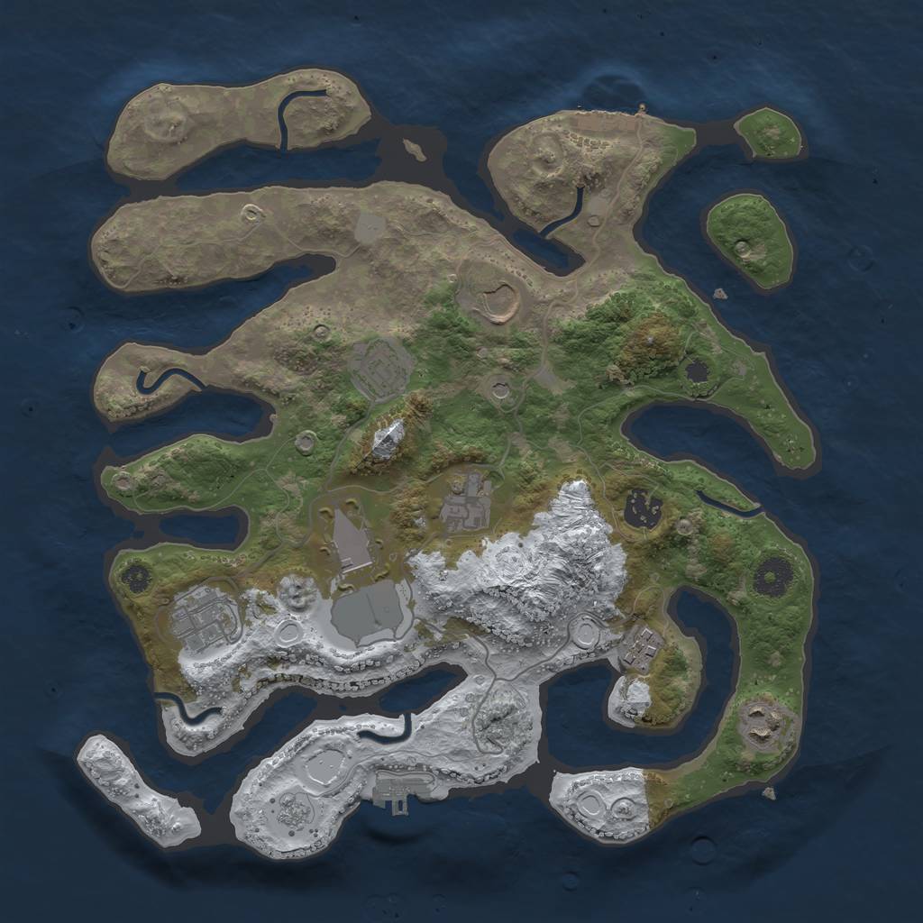 Rust Map: Procedural Map, Size: 3500, Seed: 4495290, 17 Monuments