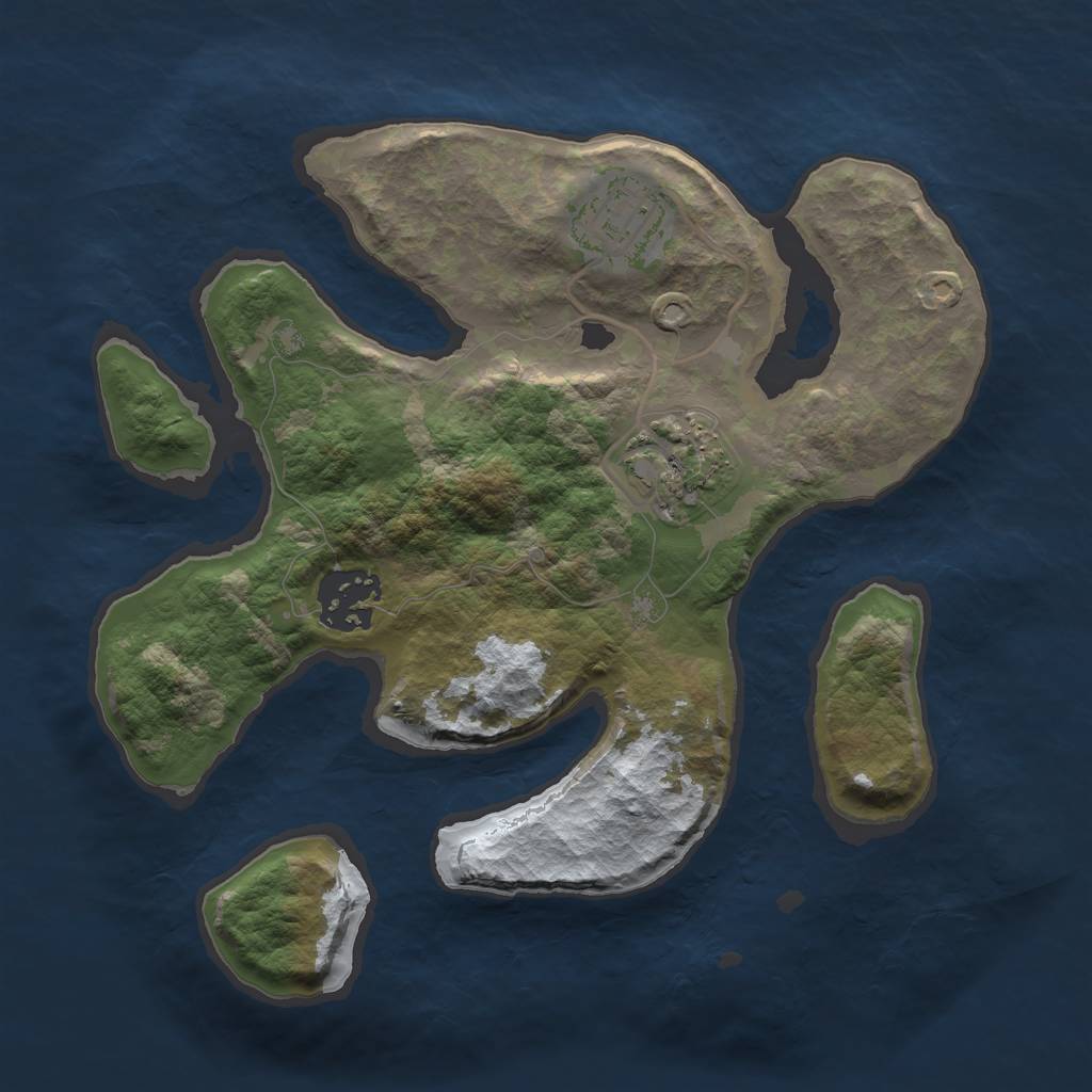 Rust Map: Barren, Size: 2500, Seed: 4905075, 5 Monuments