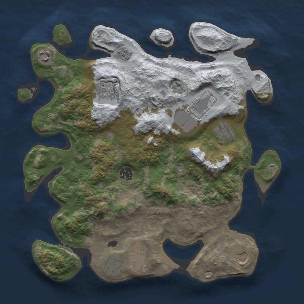 Rust Map: Barren, Size: 3500, Seed: 5920490, 12 Monuments