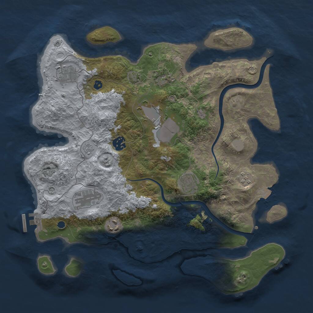 Rust Map: Procedural Map, Size: 3500, Seed: 2332353, 13 Monuments