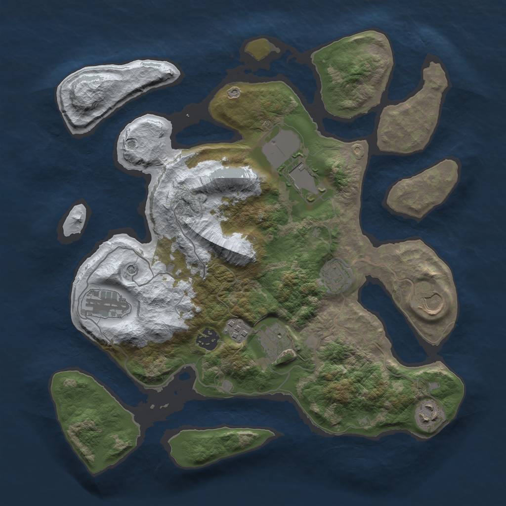 Rust Map: Barren, Size: 3500, Seed: 2677269, 11 Monuments