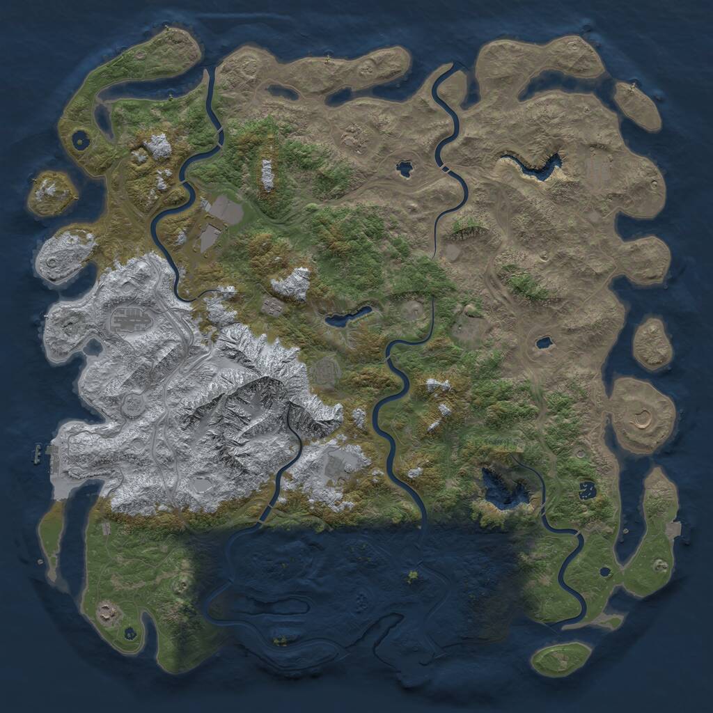 Rust Map: Procedural Map, Size: 5800, Seed: 6745, 17 Monuments