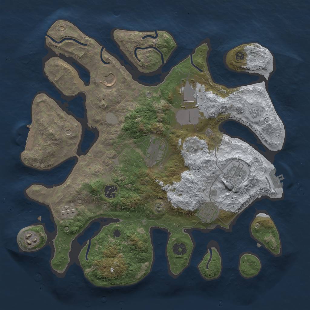 Rust Map: Procedural Map, Size: 3500, Seed: 3880047, 17 Monuments