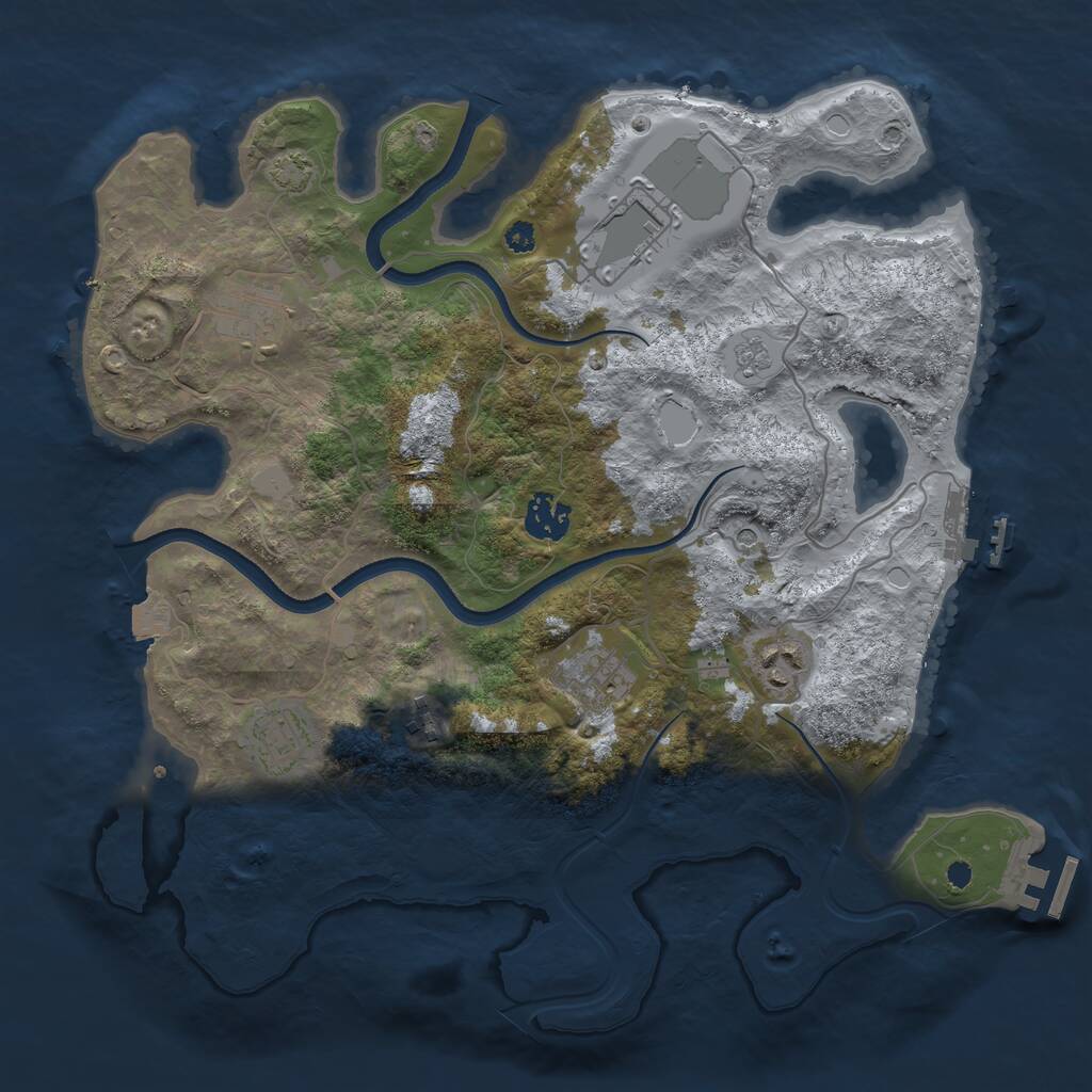 Rust Map: Procedural Map, Size: 3500, Seed: 3429386, 13 Monuments