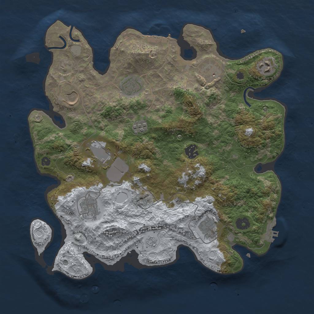 Rust Map: Procedural Map, Size: 3500, Seed: 177909, 18 Monuments