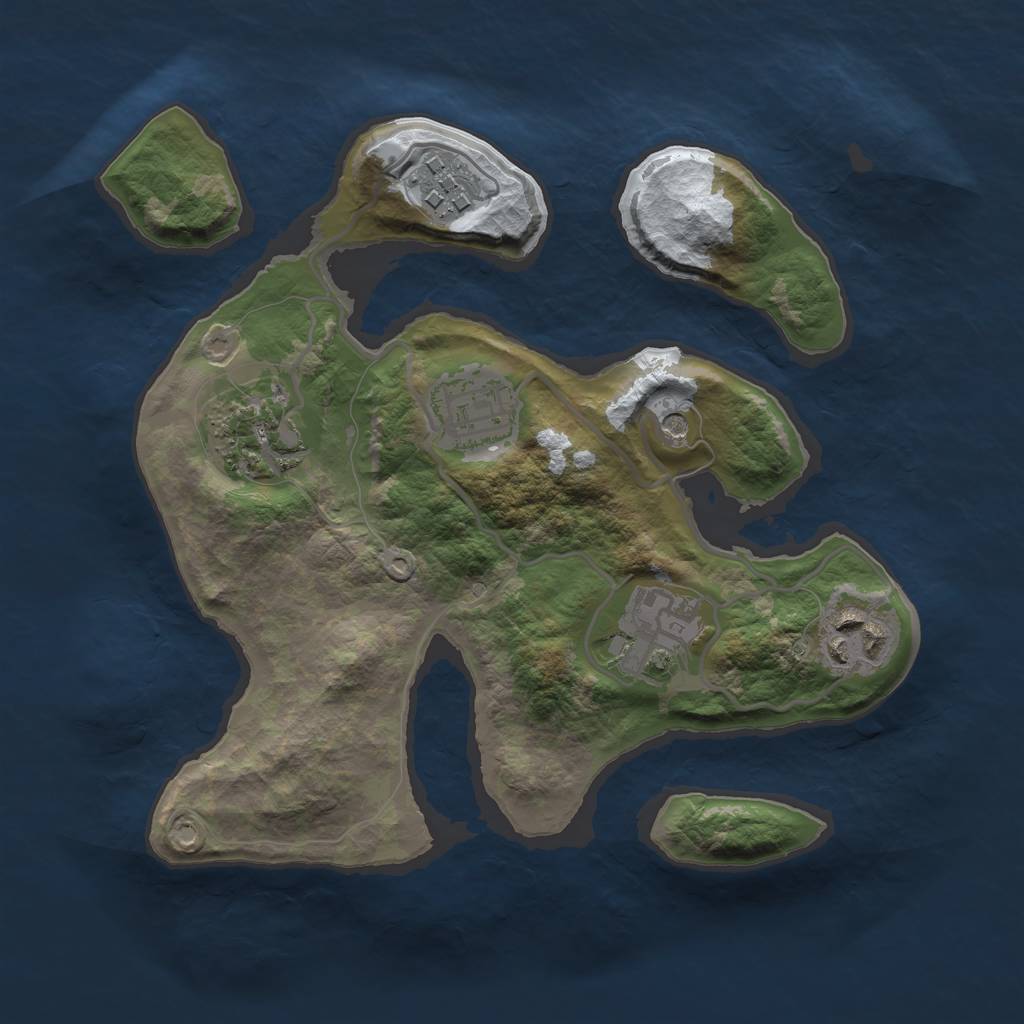 Rust Map: Barren, Size: 2500, Seed: 5822332, 8 Monuments
