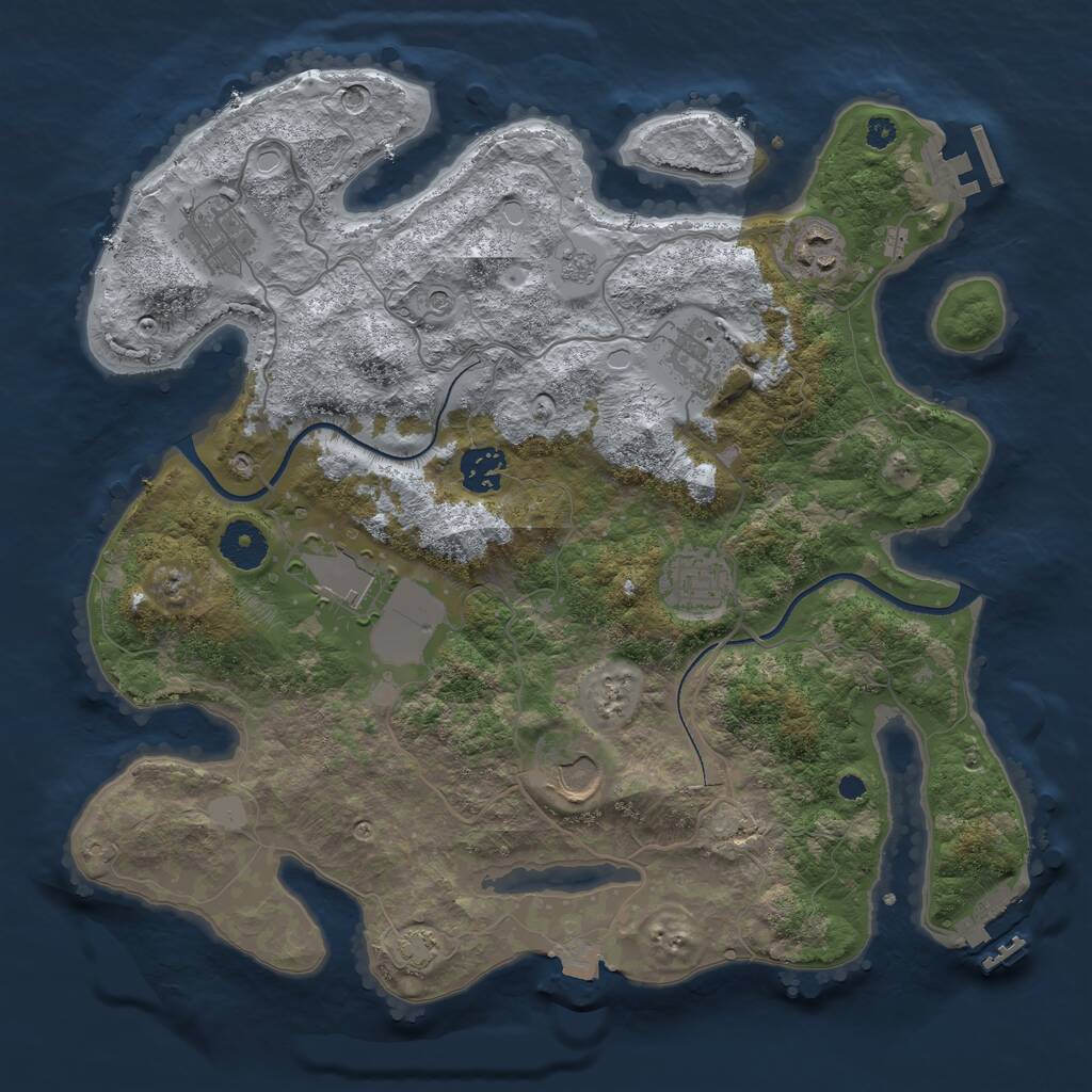 Rust Map: Procedural Map, Size: 3500, Seed: 1175574, 13 Monuments