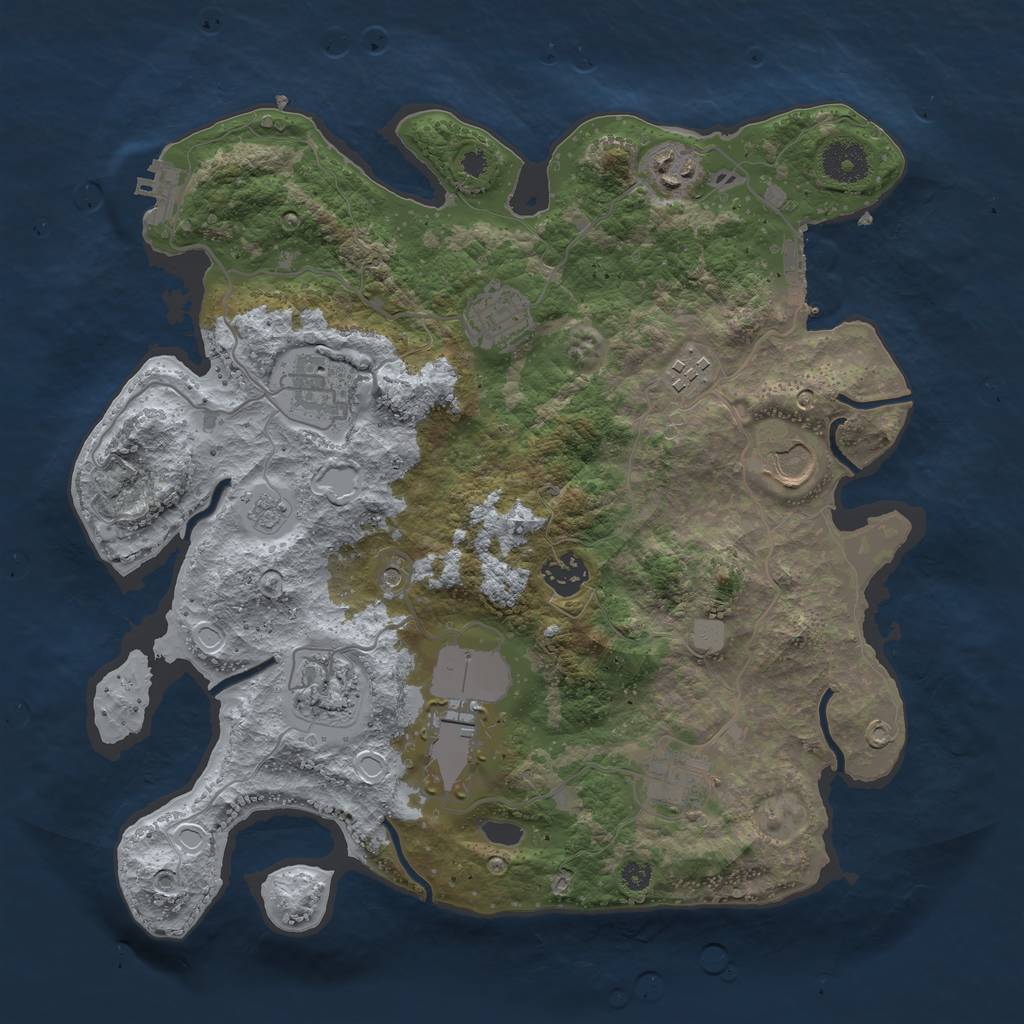 Rust Map: Procedural Map, Size: 3500, Seed: 2287924, 18 Monuments
