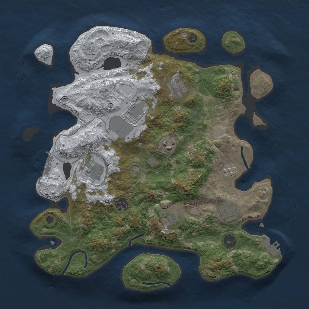 Rust Map: Procedural Map, Size: 3500, Seed: 683717, 17 Monuments