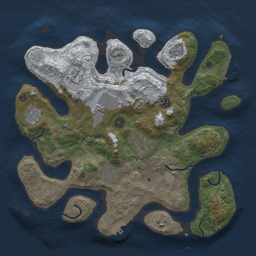 Rust Map: Procedural Map, Size: 3500, Seed: 3470172, 17 Monuments