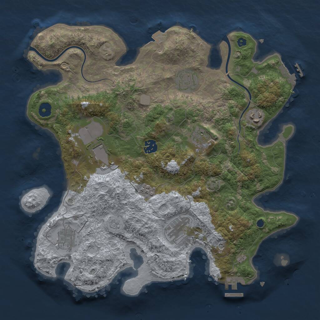 Rust Map: Procedural Map, Size: 3500, Seed: 559800, 14 Monuments