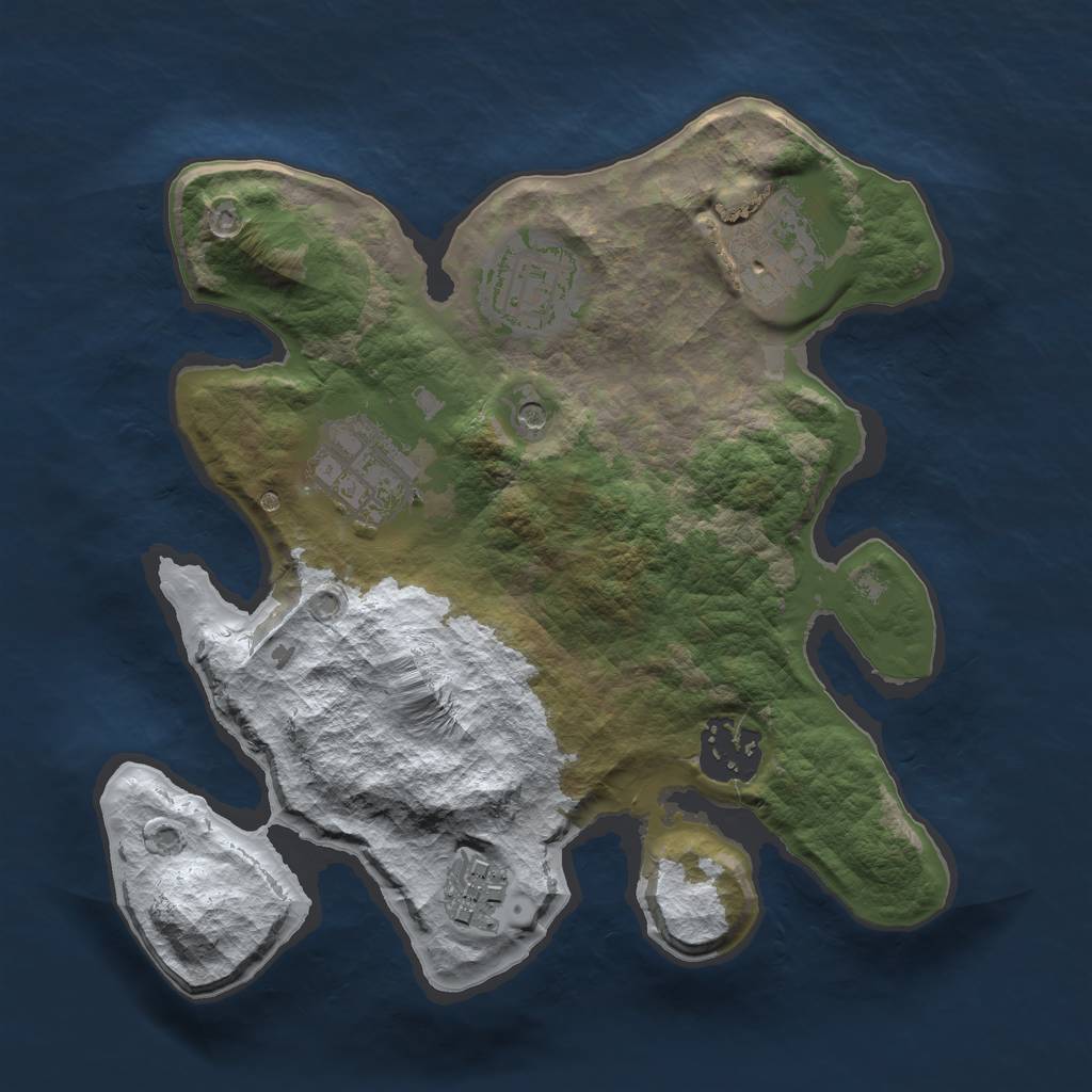Rust Map: Barren, Size: 2500, Seed: 2944939, 8 Monuments