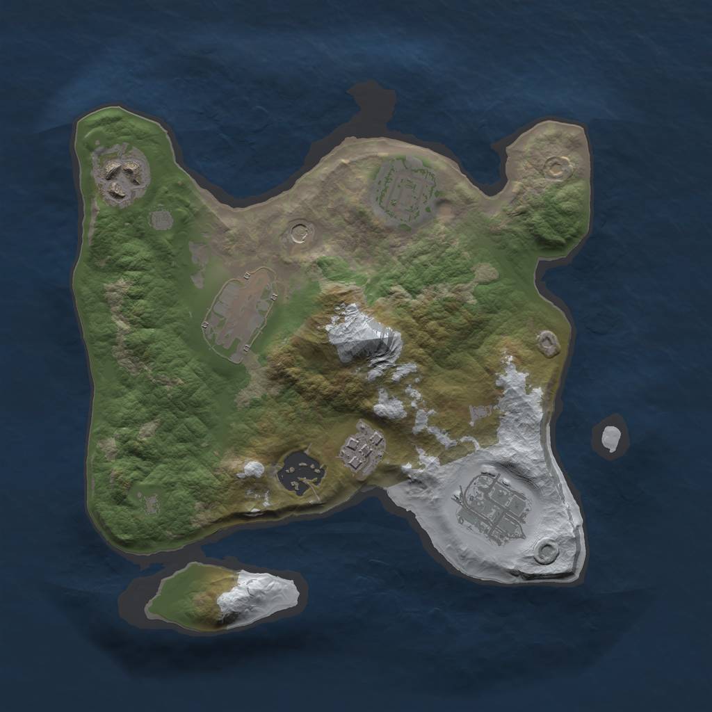 Rust Map: Barren, Size: 2500, Seed: 1786559, 9 Monuments