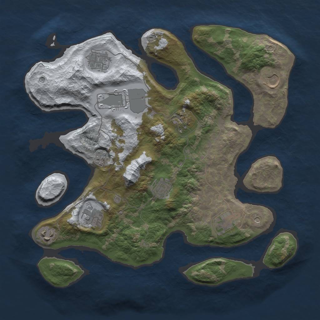 Rust Map: Barren, Size: 3500, Seed: 1927157, 12 Monuments