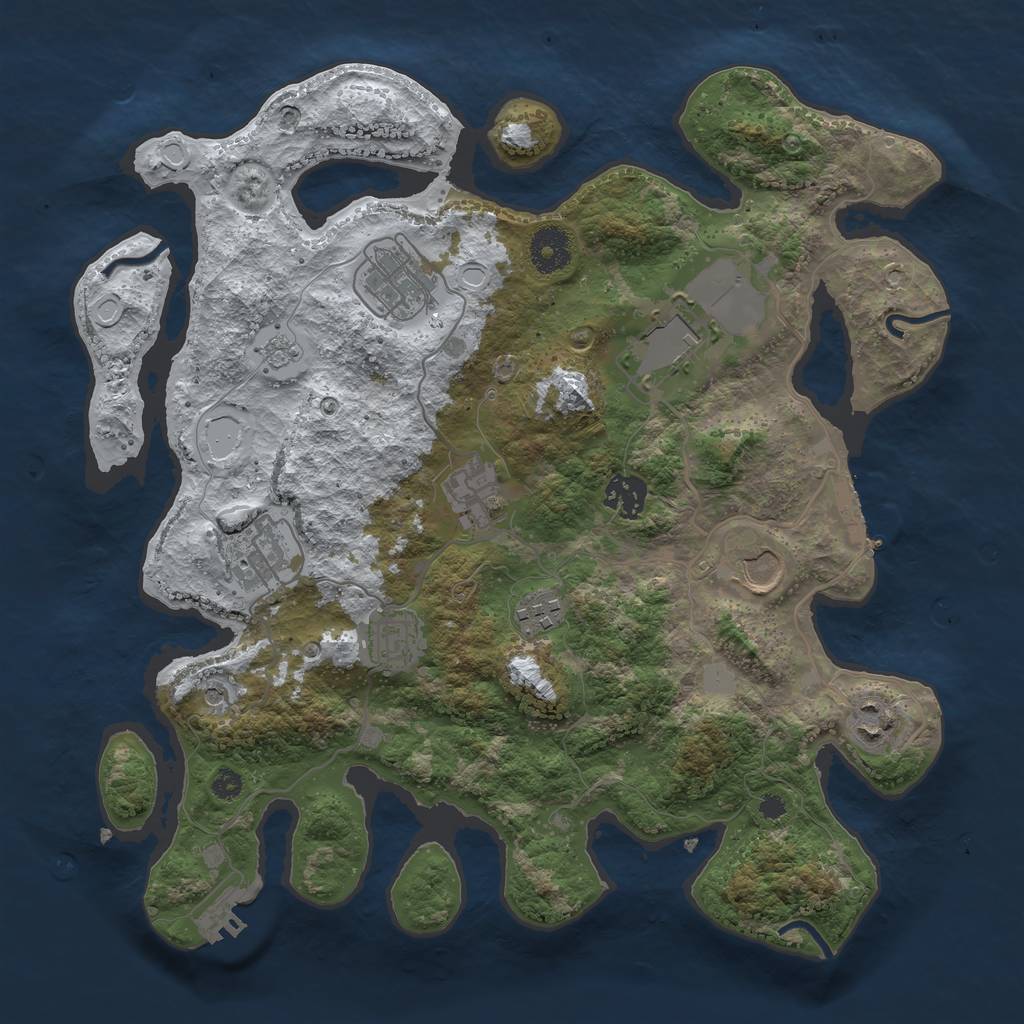 Rust Map: Procedural Map, Size: 3500, Seed: 5531573, 18 Monuments