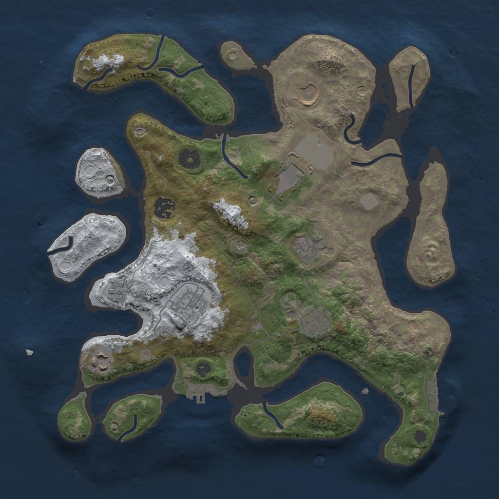 Rust Map: Procedural Map, Size: 3500, Seed: 3246242, 16 Monuments