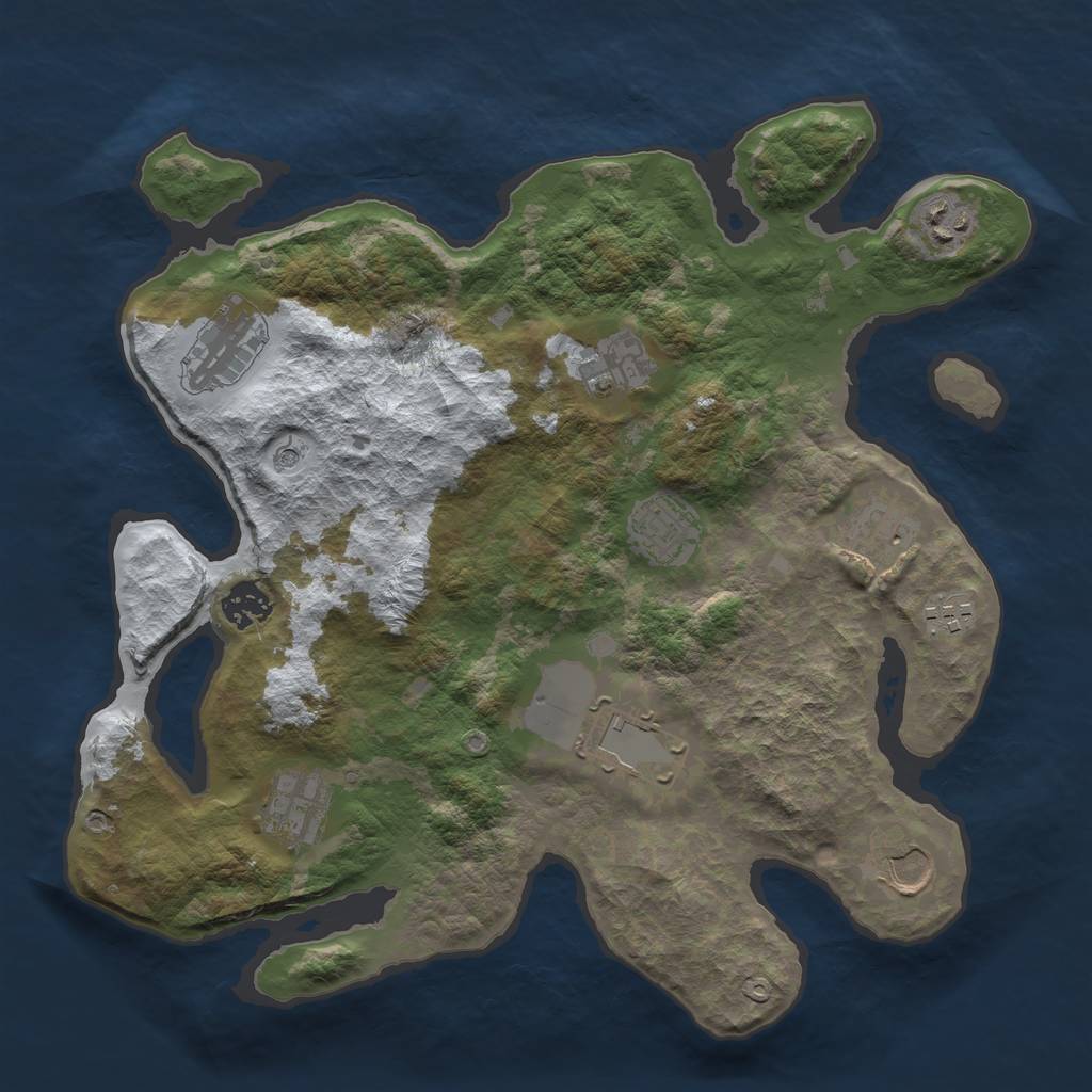 Rust Map: Barren, Size: 3500, Seed: 4305461, 13 Monuments