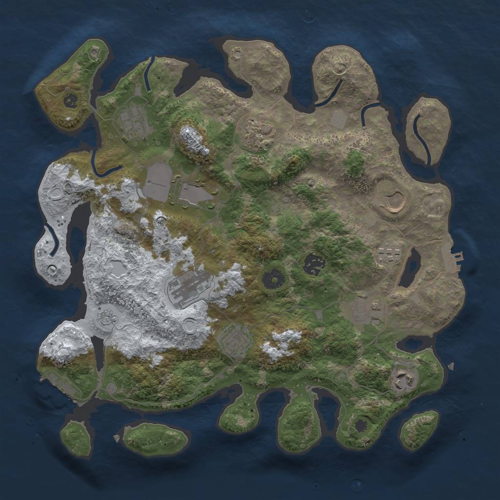 Rust Map: Procedural Map, Size: 3500, Seed: 5093617, 18 Monuments