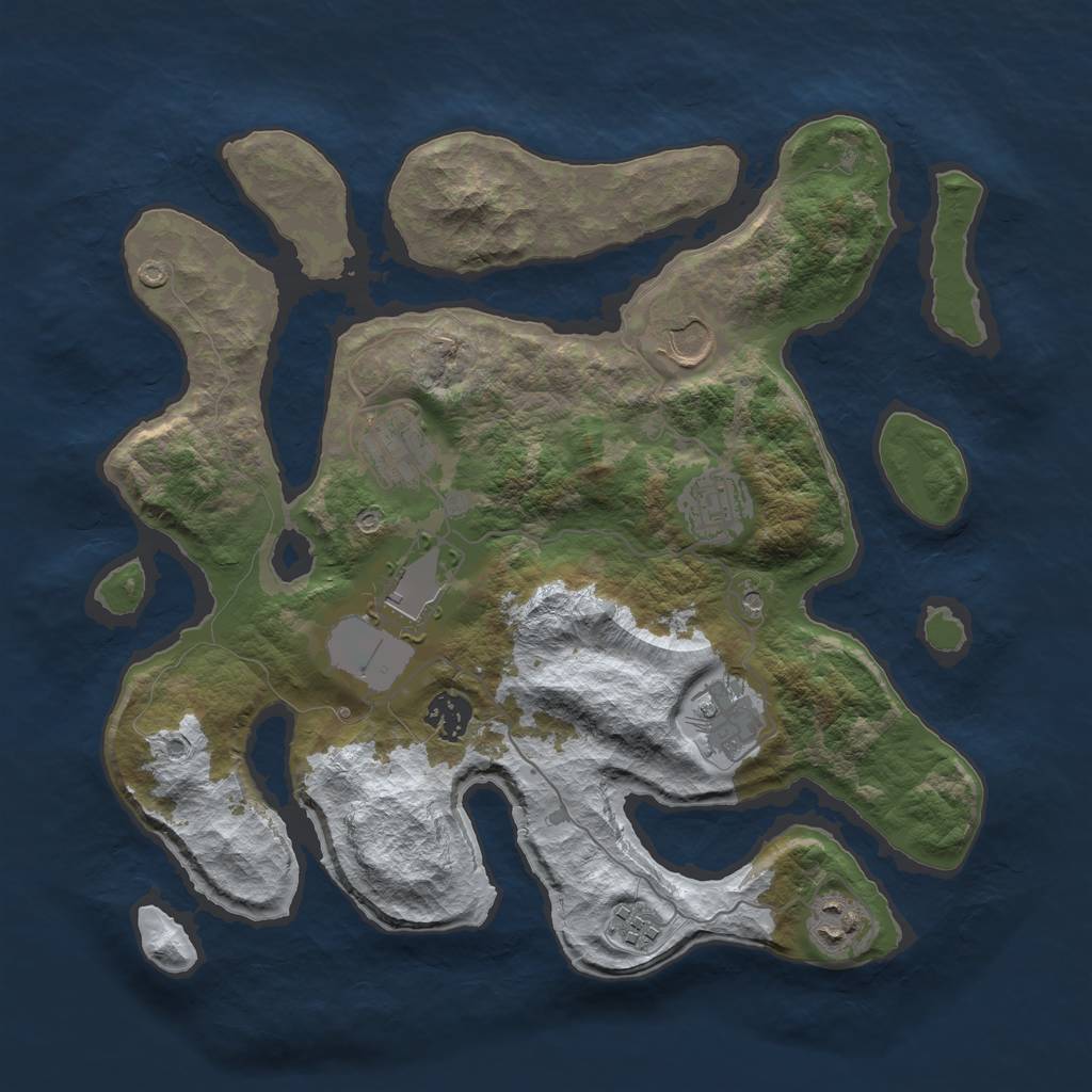 Rust Map: Barren, Size: 3500, Seed: 5343525, 11 Monuments