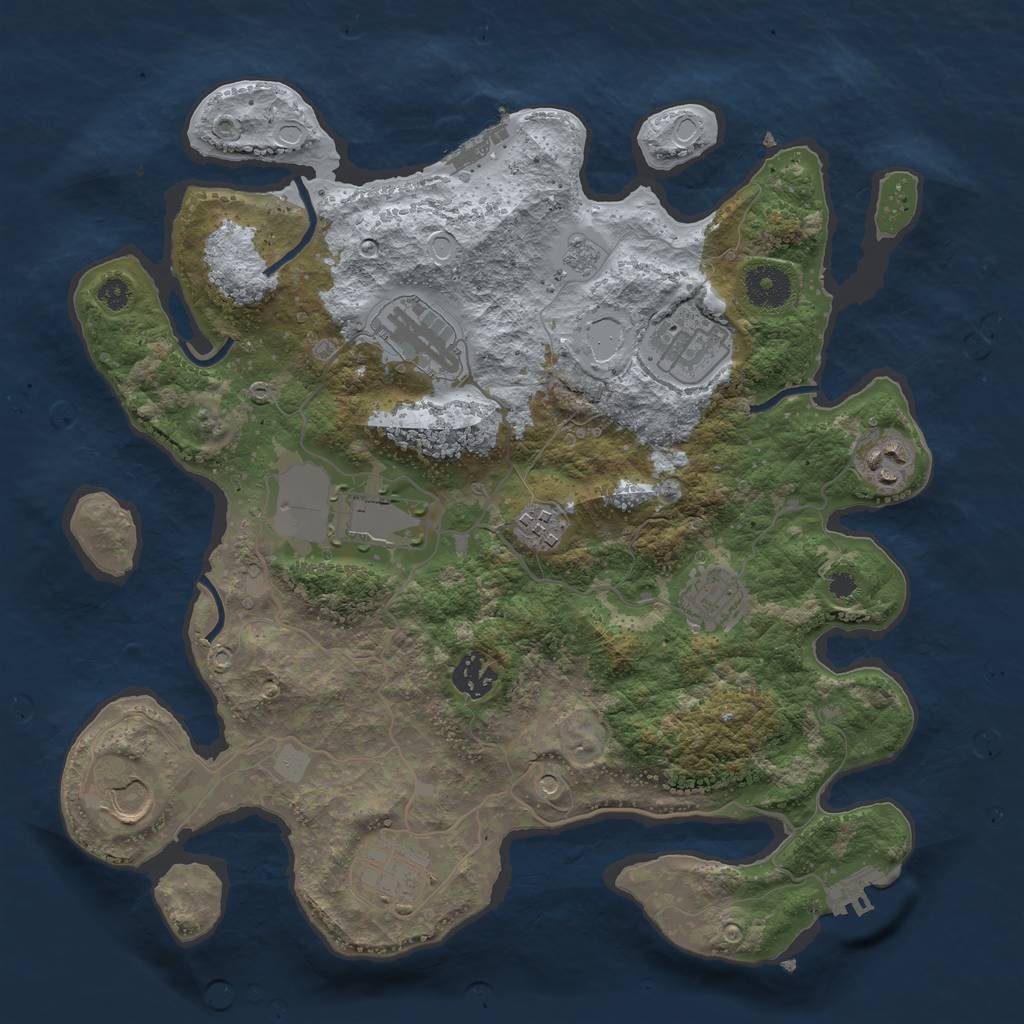 Rust Map: Procedural Map, Size: 3500, Seed: 5465000, 16 Monuments