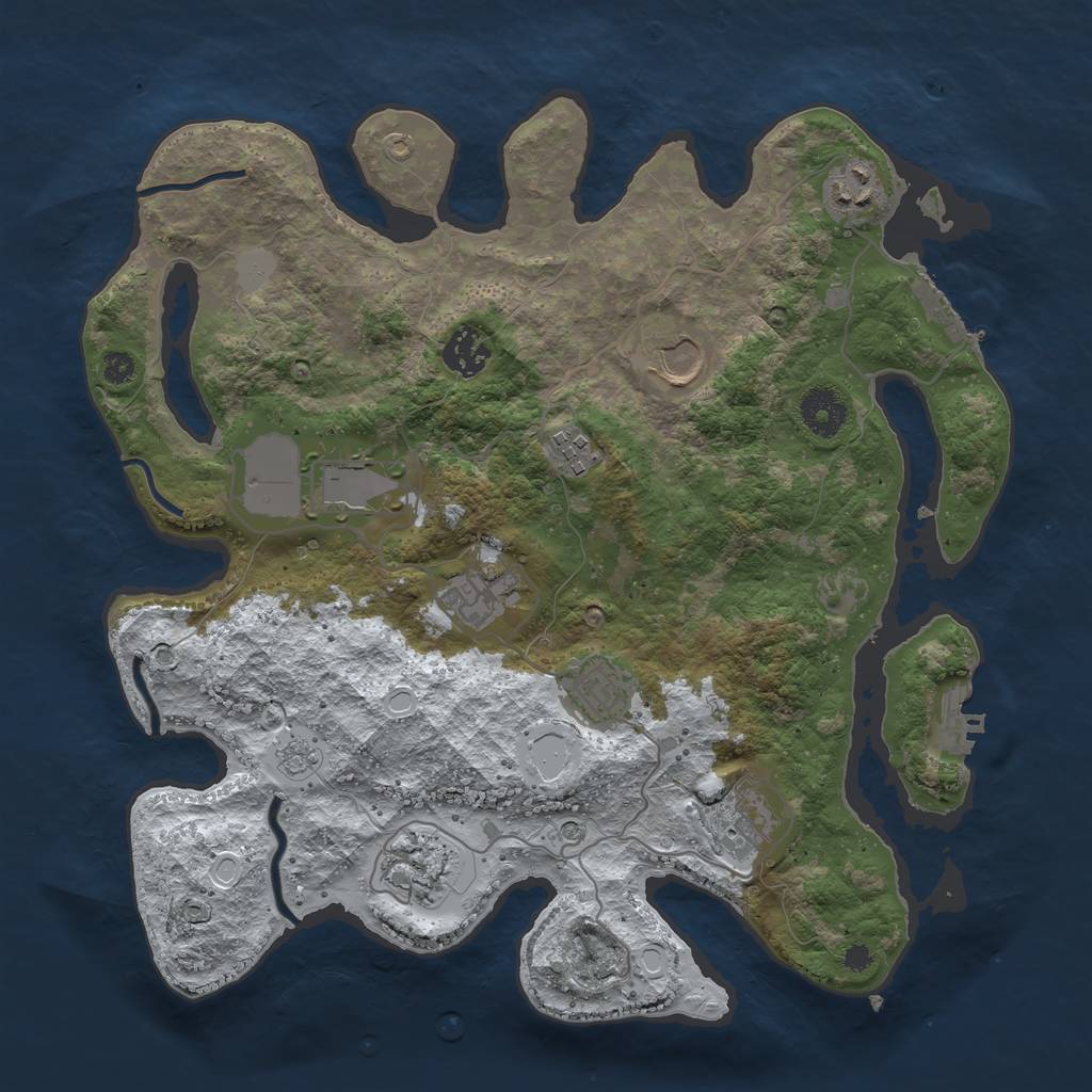 Rust Map: Procedural Map, Size: 3500, Seed: 4368744, 18 Monuments