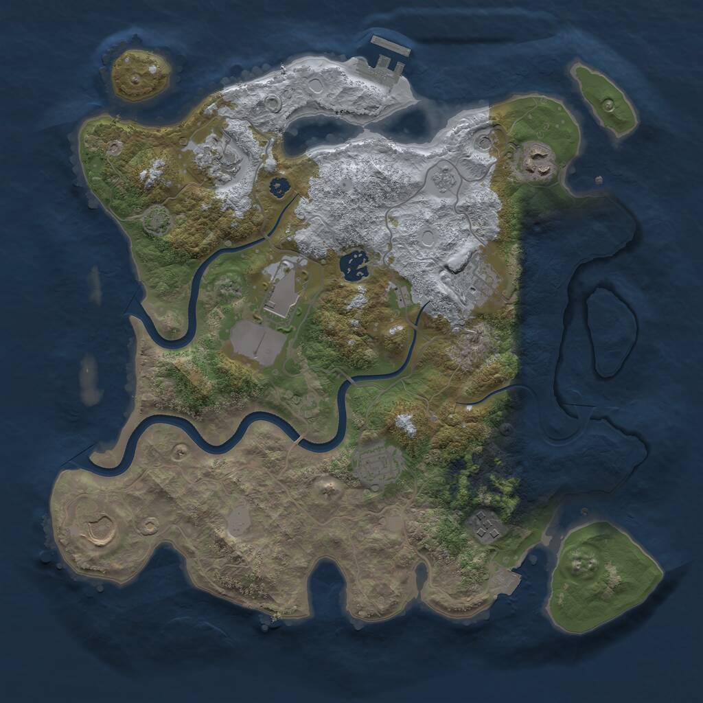 Rust Map: Procedural Map, Size: 3500, Seed: 6358938, 13 Monuments