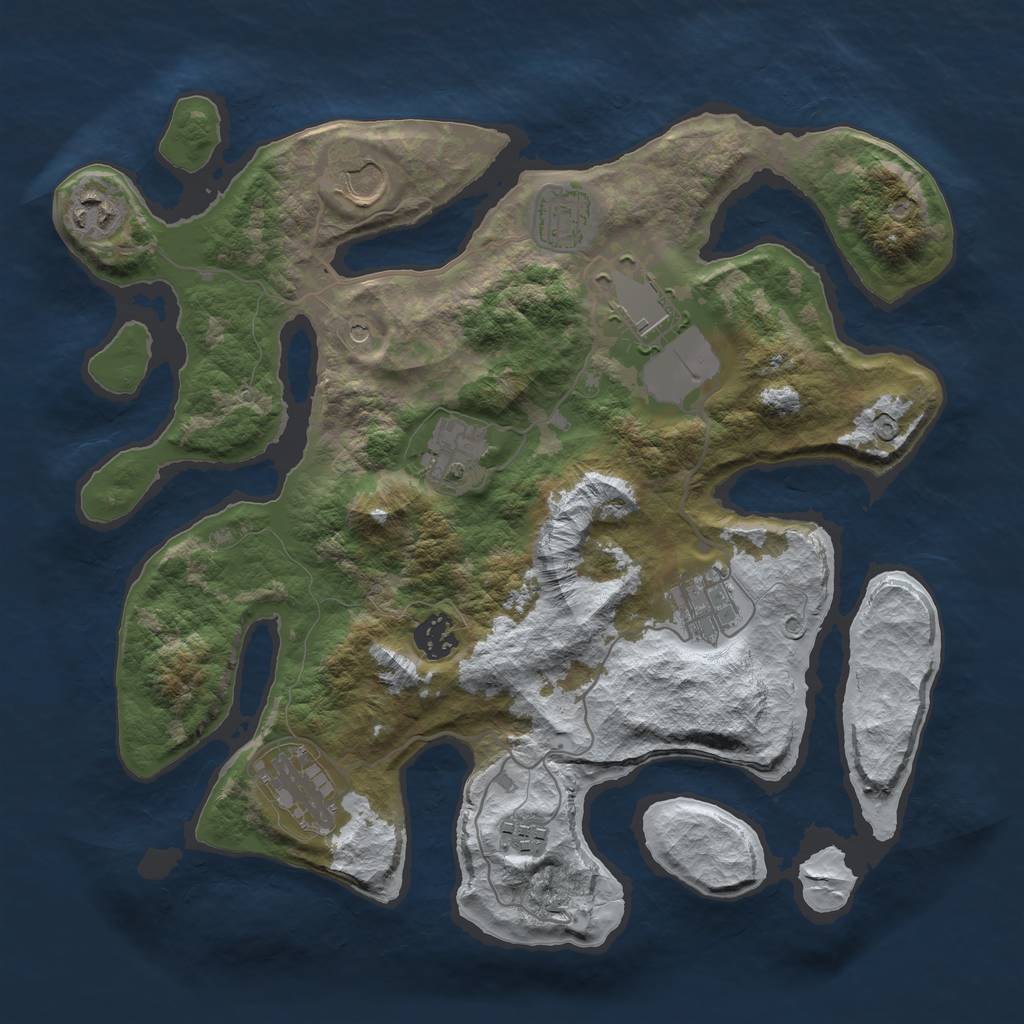 Rust Map: Barren, Size: 3500, Seed: 5243909, 12 Monuments