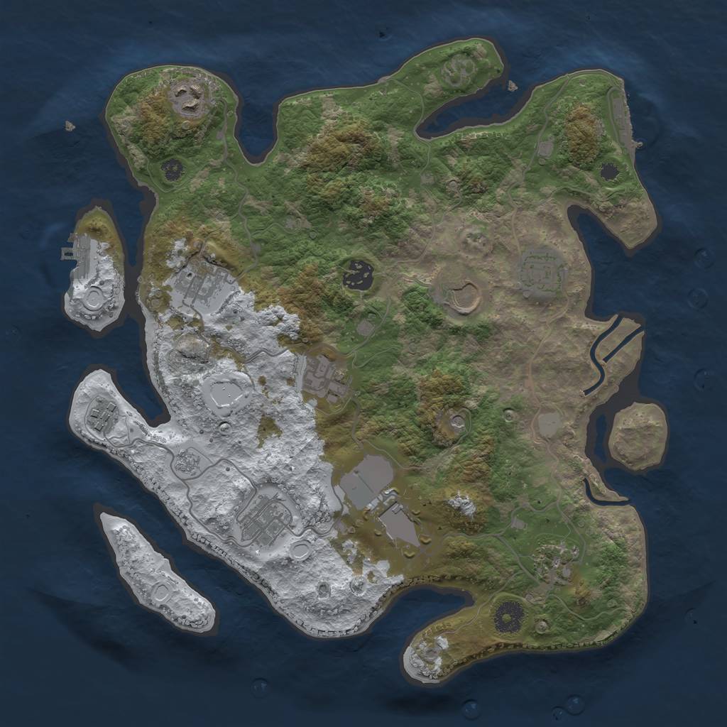 Rust Map: Procedural Map, Size: 3500, Seed: 3307885, 19 Monuments