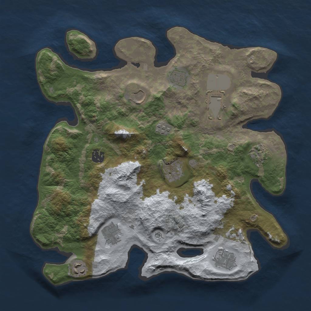 Rust Map: Barren, Size: 3500, Seed: 4494230, 13 Monuments