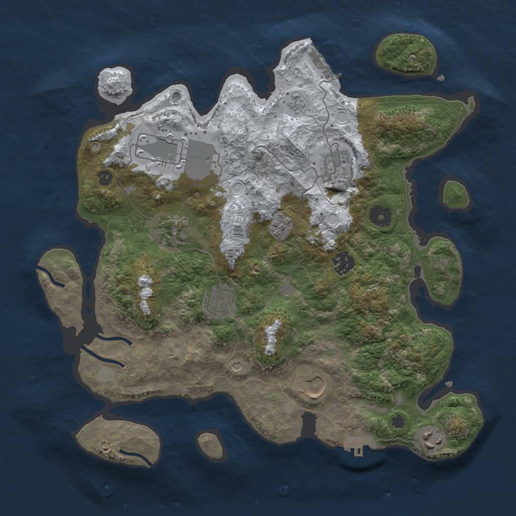 Rust Map: Procedural Map, Size: 3500, Seed: 2896498, 17 Monuments