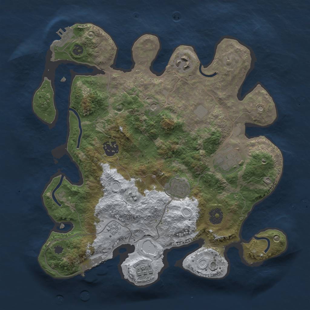 Rust Map: Procedural Map, Size: 3000, Seed: 1268133600, 14 Monuments