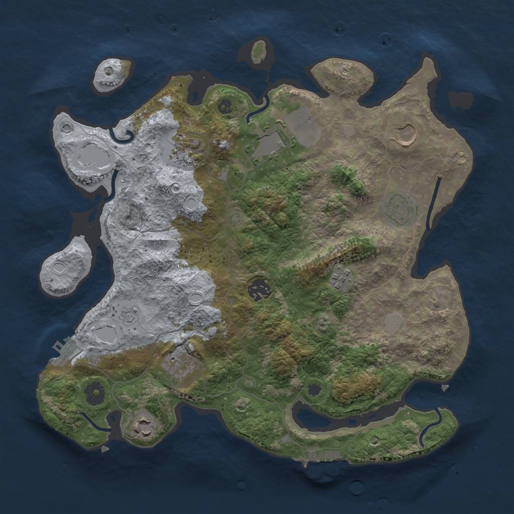 Rust Map: Procedural Map, Size: 3500, Seed: 3629669, 16 Monuments