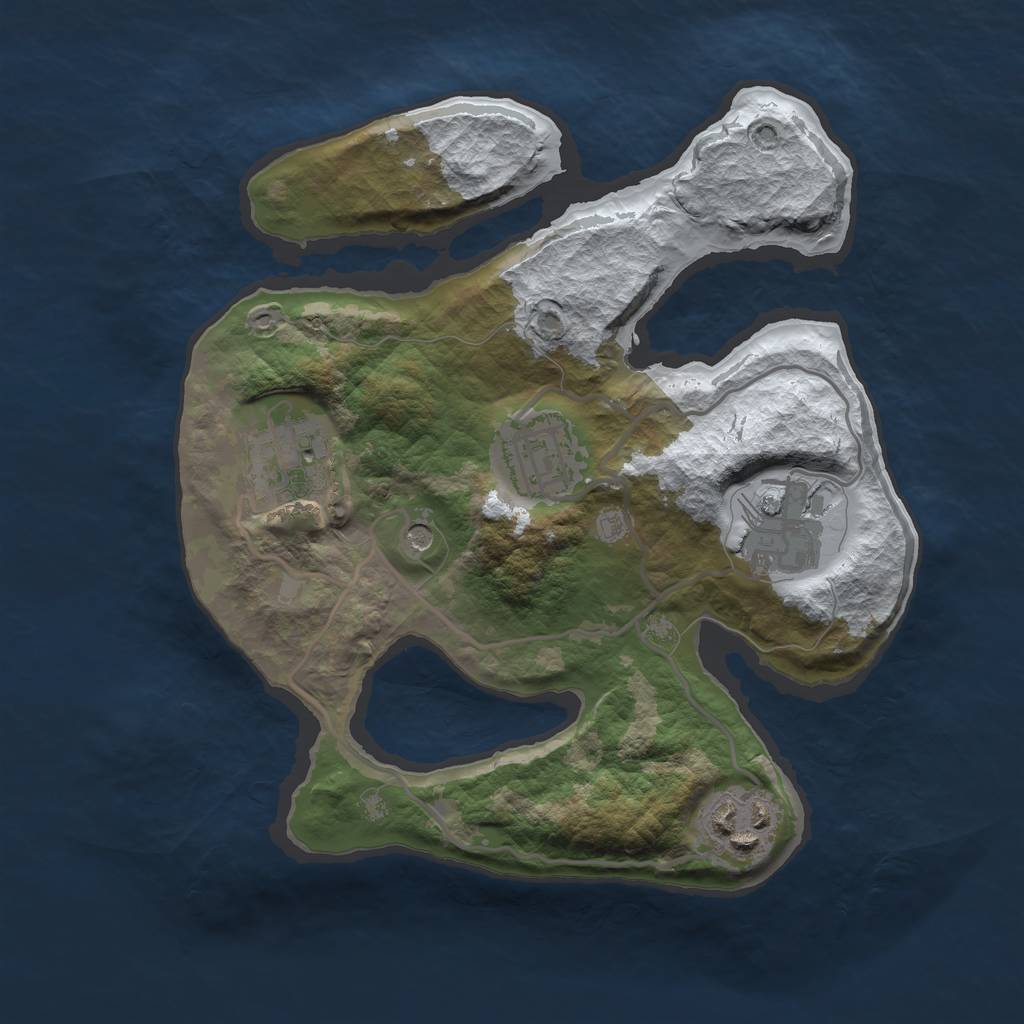 Rust Map: Barren, Size: 2500, Seed: 4986792, 7 Monuments