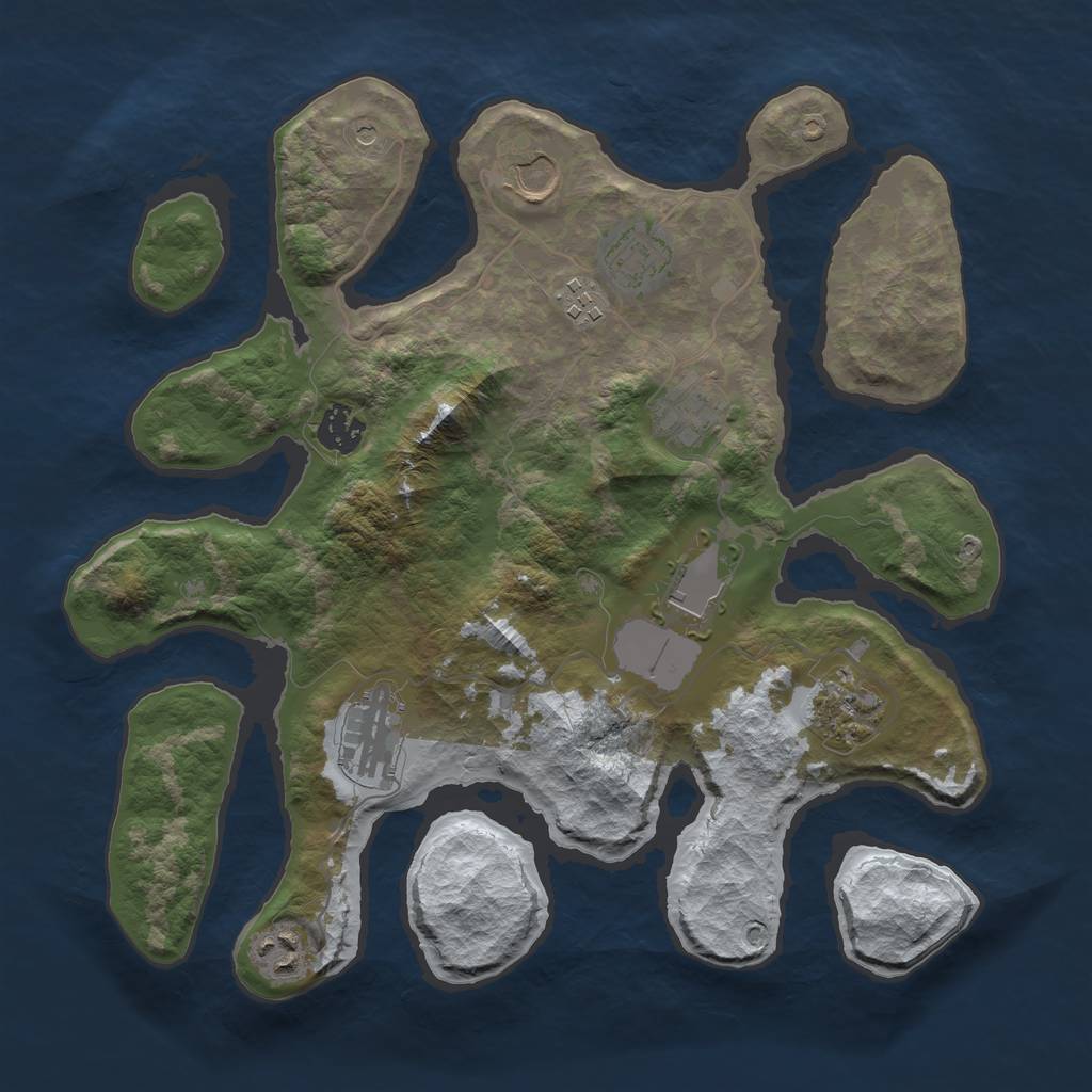 Rust Map: Barren, Size: 3500, Seed: 5278518, 12 Monuments