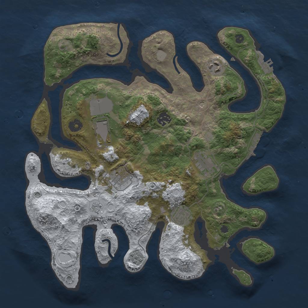 Rust Map: Procedural Map, Size: 3500, Seed: 3229854, 16 Monuments