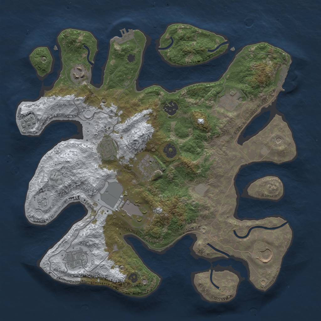 Rust Map: Procedural Map, Size: 3500, Seed: 1334097, 18 Monuments