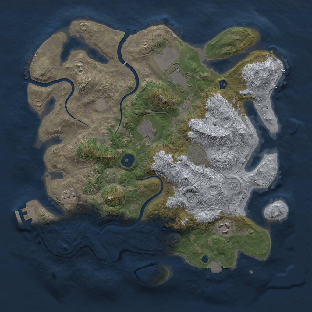 Rust Map: Procedural Map, Size: 3500, Seed: 734190774, 10 Monuments