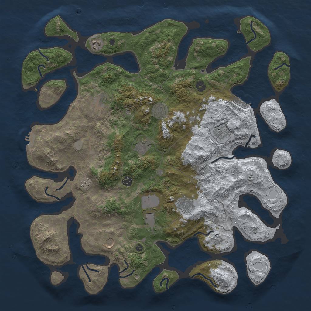 Rust Map: Procedural Map, Size: 4500, Seed: 1435767402, 19 Monuments