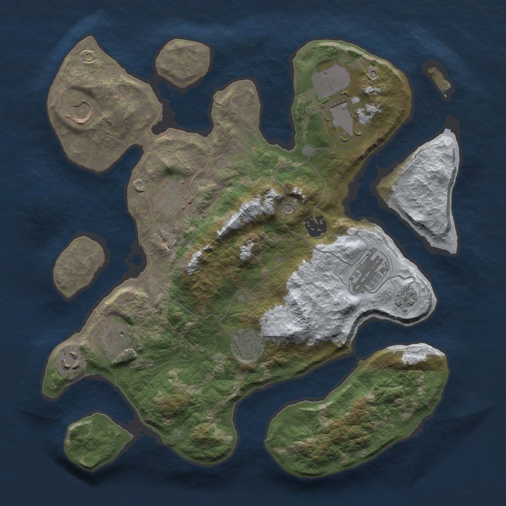 Rust Map: Barren, Size: 3500, Seed: 5378851, 12 Monuments