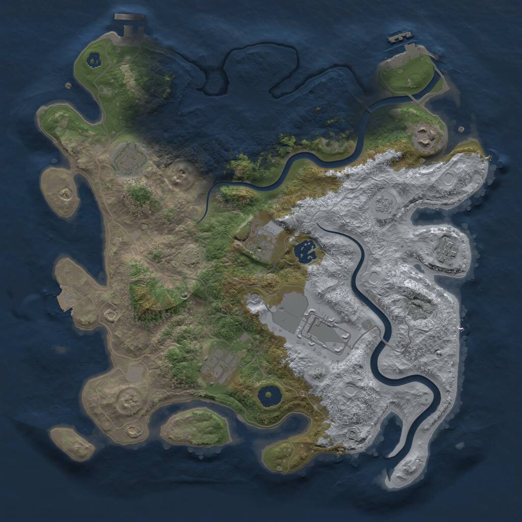 Rust Map: Procedural Map, Size: 3500, Seed: 320490, 13 Monuments